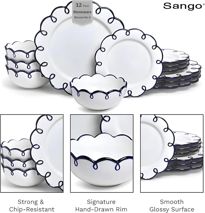 Sango 12-Piece Stoneware Dinnerware Set