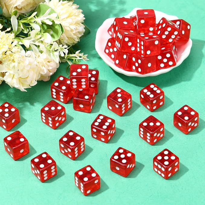 36 Piece 19 mm Casino Style Craps Dice Sets Acrylic and Translucent D6 Dice