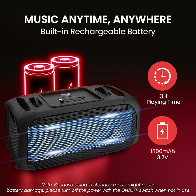 Pyle Wireless Portable Bluetooth Boombox Speaker - 120W Rechargeable Boom Box