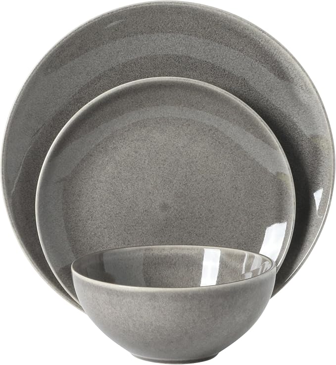 Gibson Elite Castle Peak Plates and Bowls Set, 12-Piece Dinnerware Set