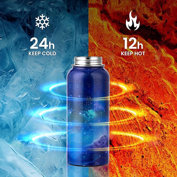 RAYMYLO Insulated Water Bottle 32 oz, Triple Wall Vacuum Stainless Steel |