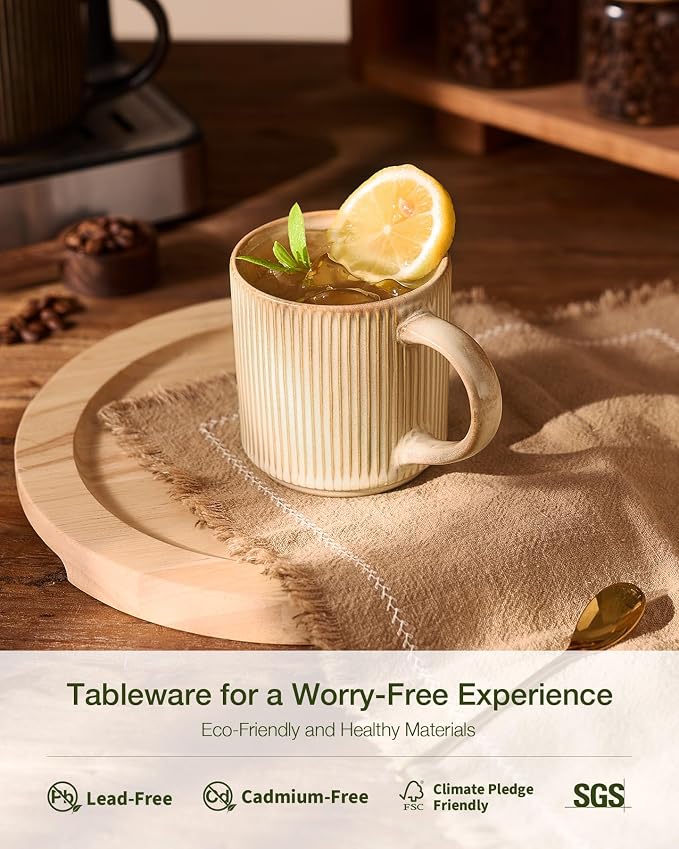 famiware Coffee Mug Set for 6, Star 12 oz Catering Mugs Cup Set