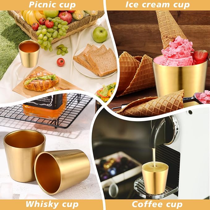 Amyhill 12 Pieces Stainless Steel Cups Double Wall Tumbler Glasses Stackable