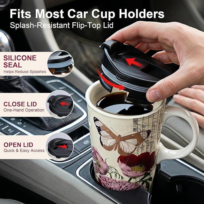 Topadorn 17oz Ceramic Travel Mug