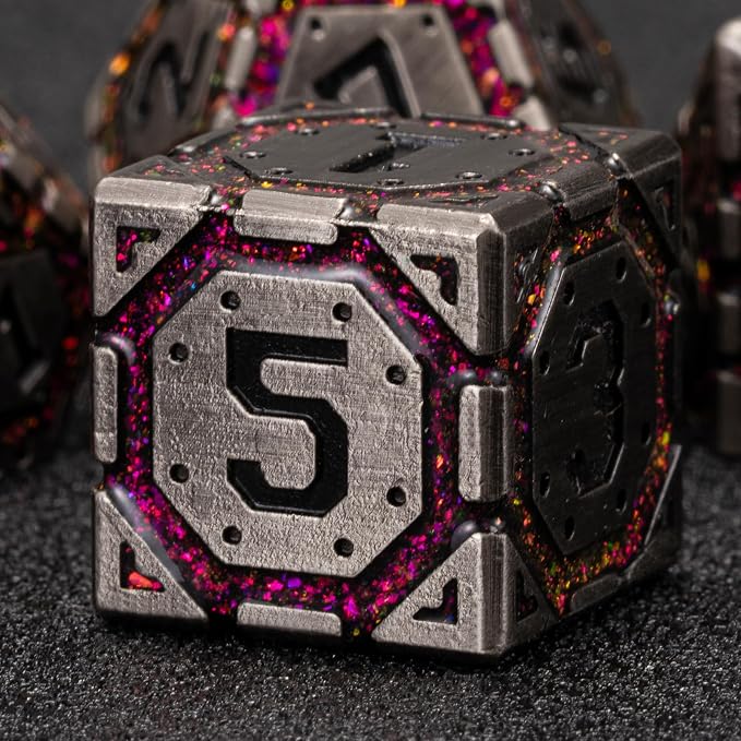 Metal DND Dice Set, Polyhedral Metallic Dice