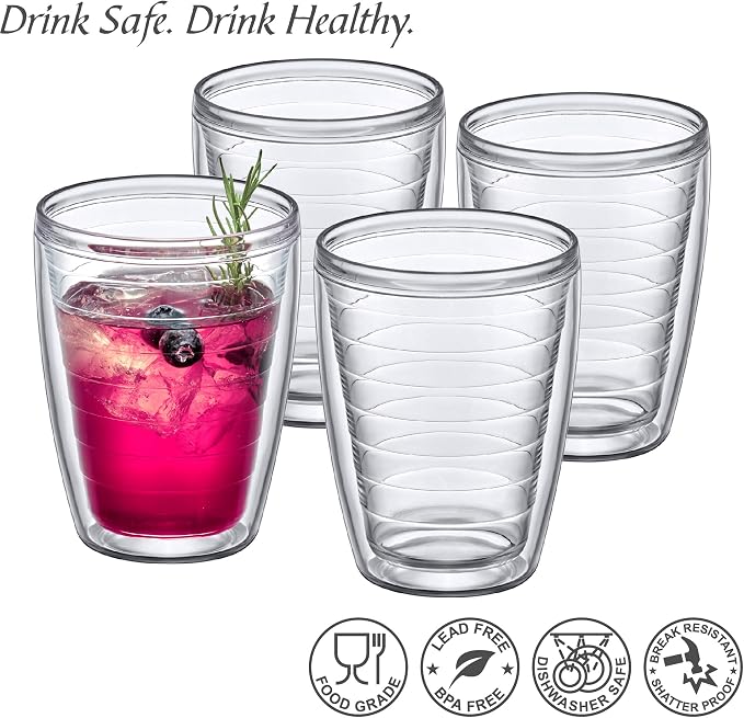 Amazing Abby Alaska 16-Ounce Insulated Tumblers, Double-Wall All-Clear Reusable