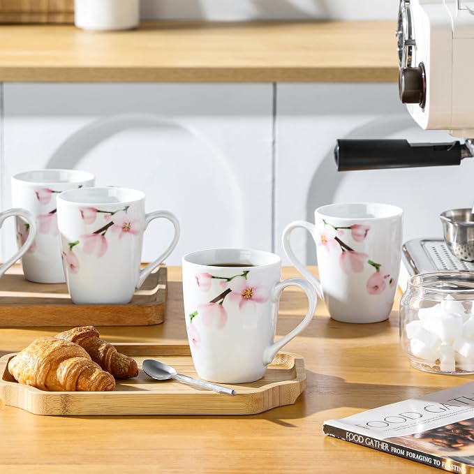 VEWEET Coffee Mugs Set of 6, 11 OZ Floral Ceramic Mugs, ANNIE | 11 OZ Floral