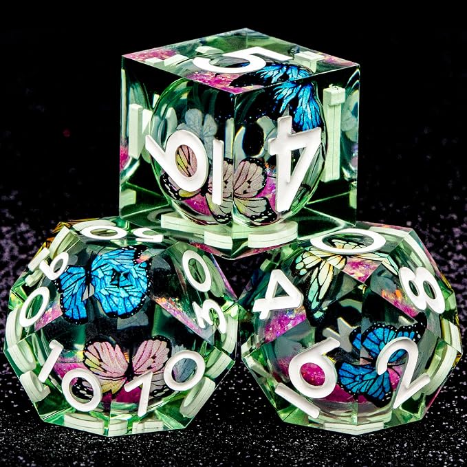 Butterfly DND Dice Pink Liquid Core Dice Set