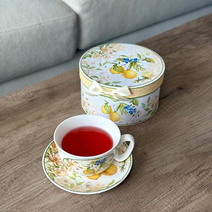 STP GOODS Bone China Tea/Coffee Cup and Saucer in Gift Box Fine Bone China