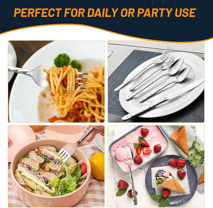 NICE KITCHEN Silverware Set, 40 Piece Heavy Duty Silverware Cutlery Sets |