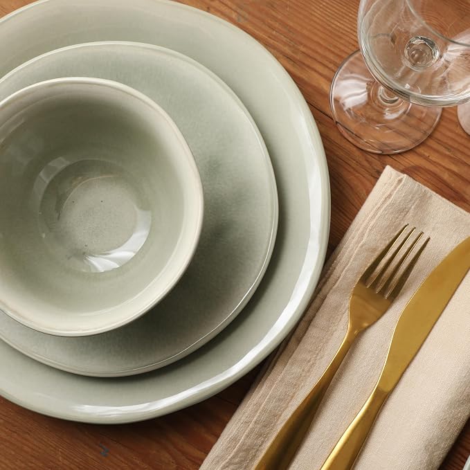 Gibson Elite Port Barton Plates and Bowls Sets, 12-Piece Stoneware Dinnerware