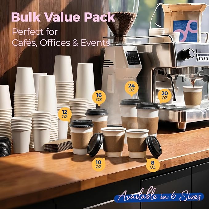 Fit Meal Prep 100 Pack 8 oz Disposable Coffee Cups