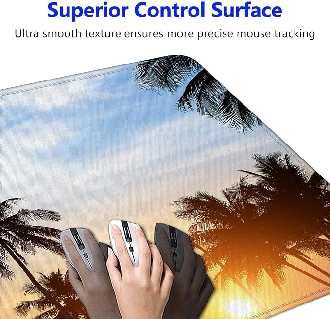 Large Gaming Mouse Pad with Stitched Edges, Extended Desk Mousepad with