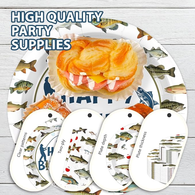 250Pcs Gone Fishing Birthday Party Decorations, Serves 50 | Gone Fishing Plates