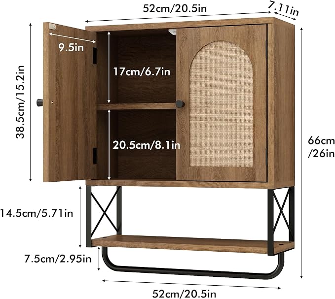 Rattan Bathroom Wall Cabinet
