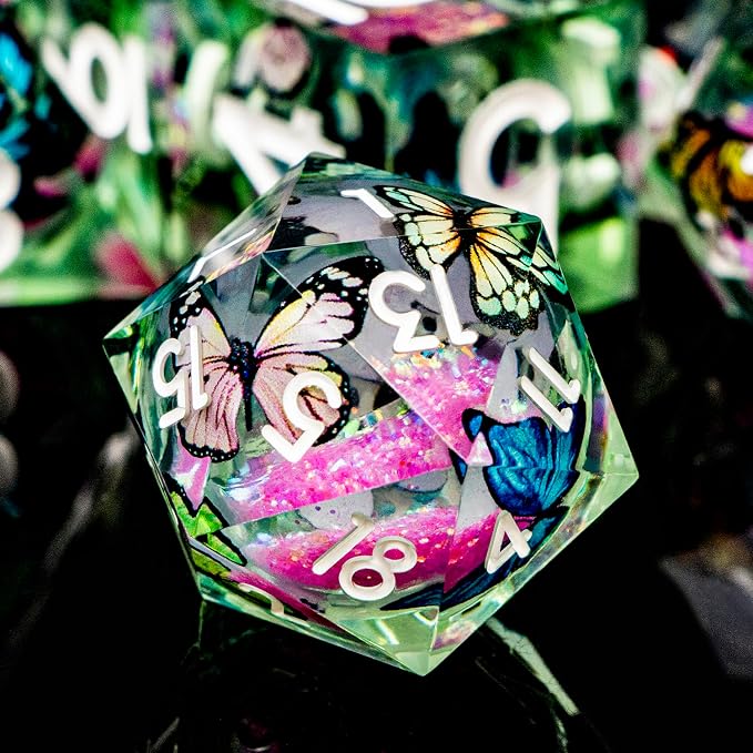 Butterfly DND Dice Pink Liquid Core Dice Set