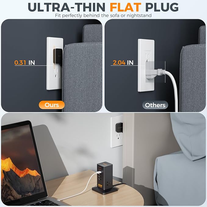 USB Charging Station for Multiple Devices 10Ft Cord, TESSAN 9-in-1 USB C