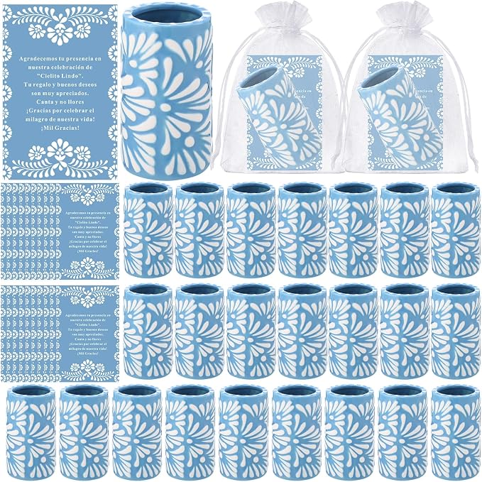 24 Set Cielito Lindo Party Favors, Handleless | Mexican Tequila Shot Glasses