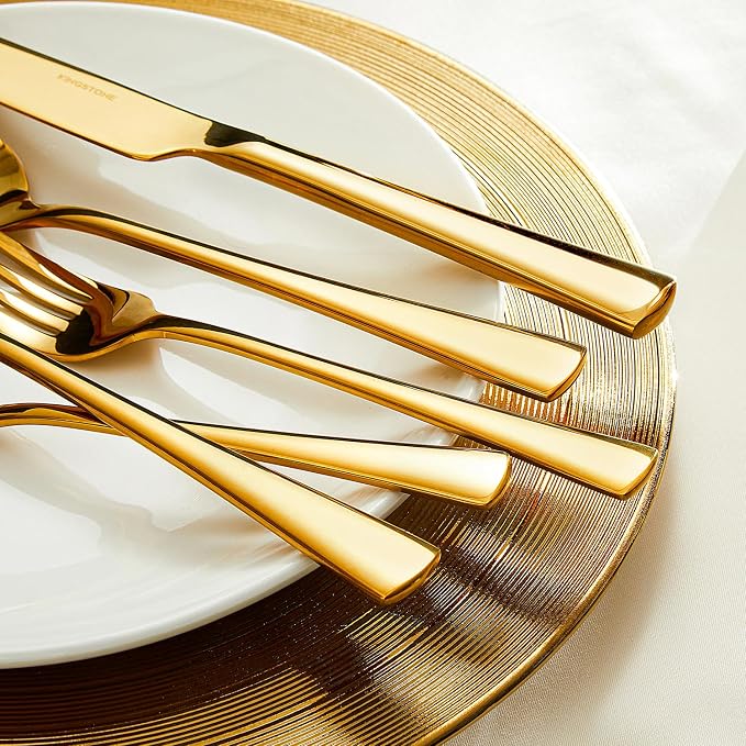 18/10 Flatware set for 4, 20 Piece Gold Stainless Steel Silverware Set |
