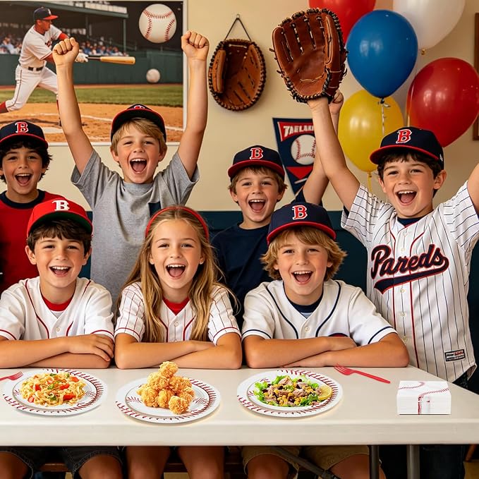100 Pcs Disposable Baseball Party Tableware Set
