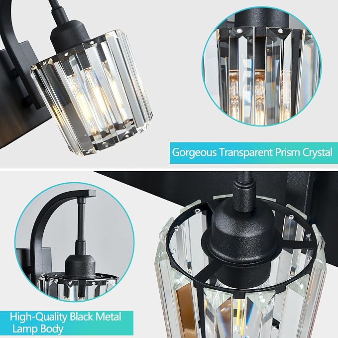 Modern Bathroom Vanity Light, 4-Light Black Wall Sconce