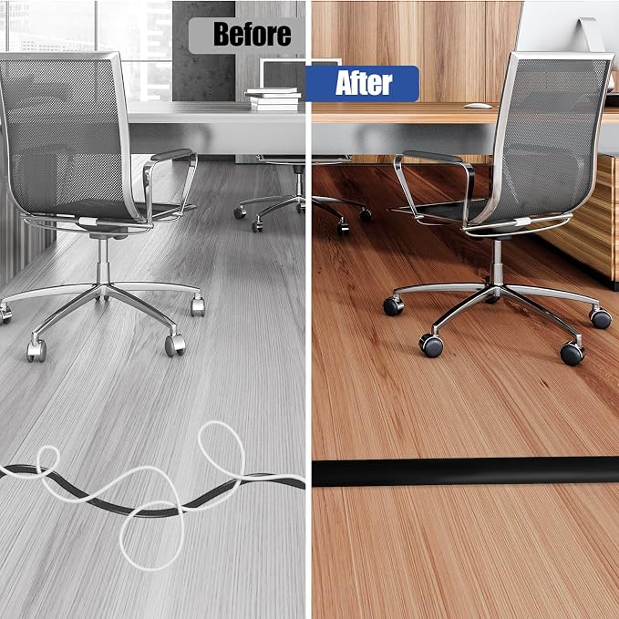 Floor Cord Cover Self Adhesive Cord Hider, 10FT Cable Management, Extension