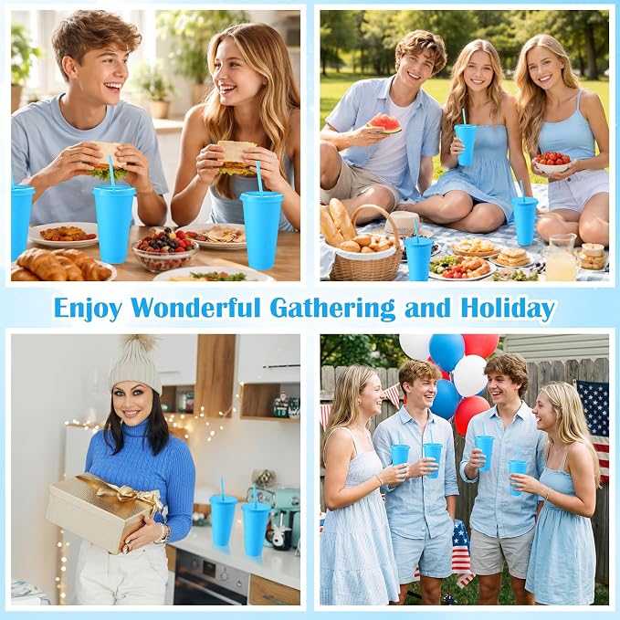 Honeydak 30 Pack Tumbler with Straw and Lid Bulk Cups