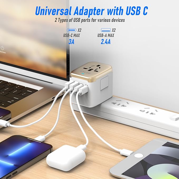 Universal International Power Travel Plug Adapter, 5 in 1 European Travel Plug