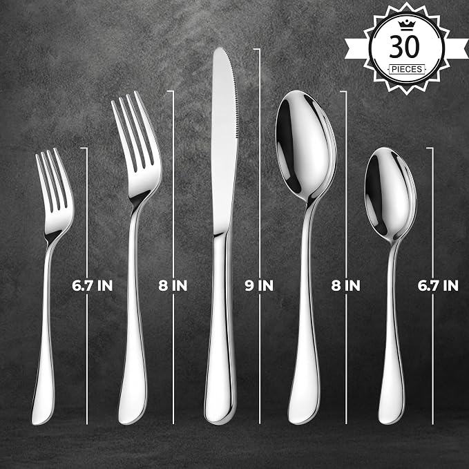 LIANYU 30 Piece Flatware Silverware Set