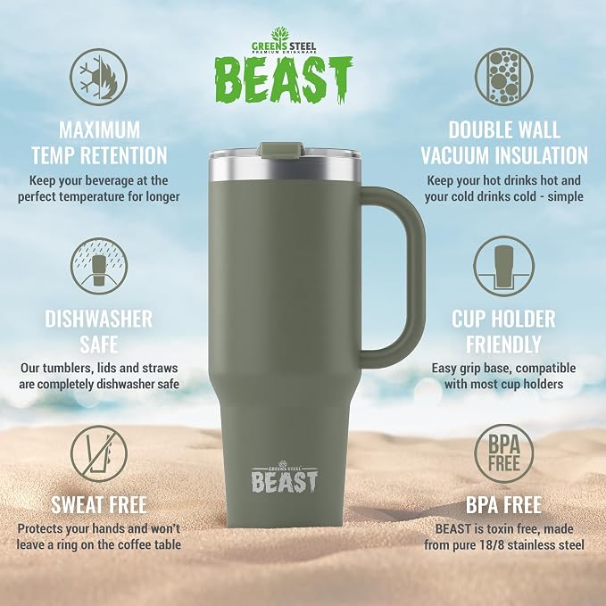 Beast 50 oz Tumbler with Handle Stainless Steel Vacuum Insulated Coffee Ice Cup