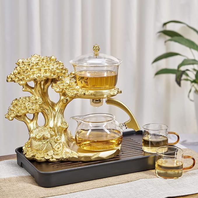 Zurucily Glass Teapot Set with Infuser Semi Automatic Tea Set Magic Teapot