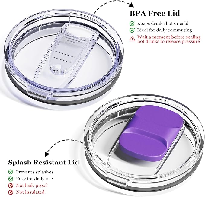 12oz Insulated Coffee Mug with Lid – Includes Two Lids, Stainless Steel Coffee
