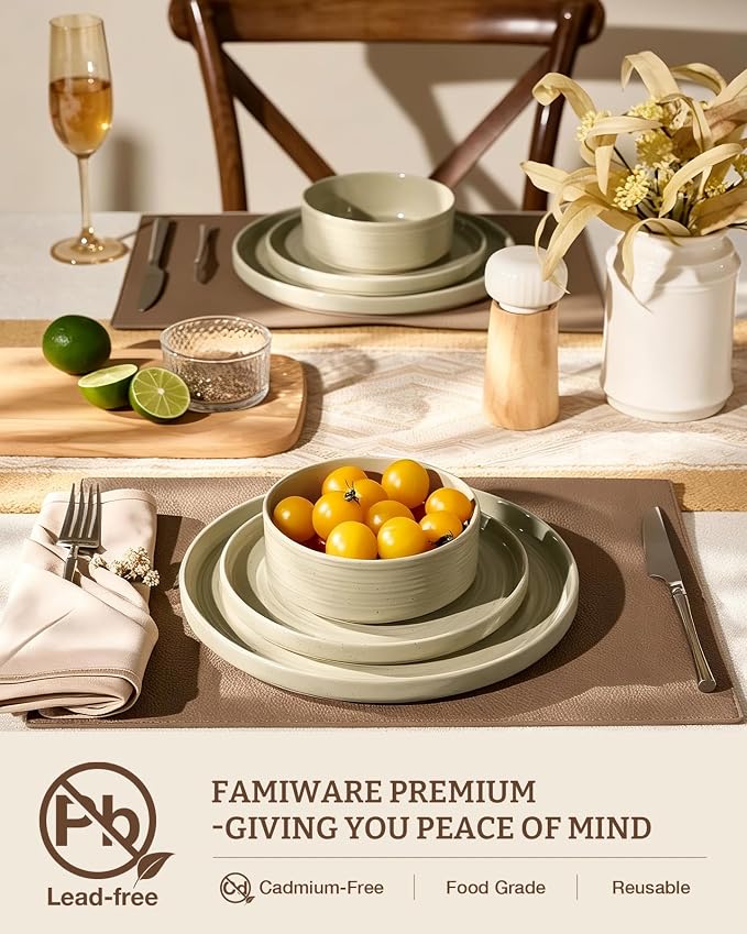 Dinnerware Set for 6, Ceramic Plates & Bowls