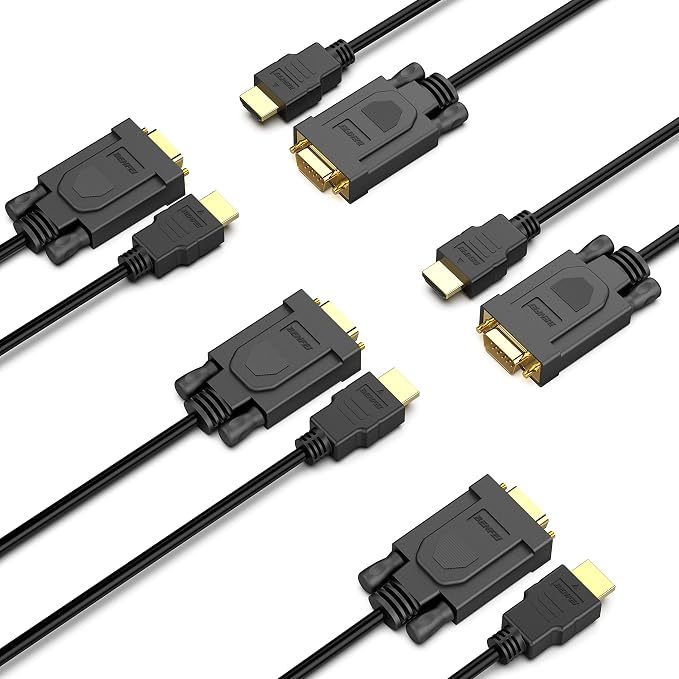 BENFEI 5 Pack HDMI to VGA 6 Feet Cable, Uni-Directional HDMI to VGA Cable