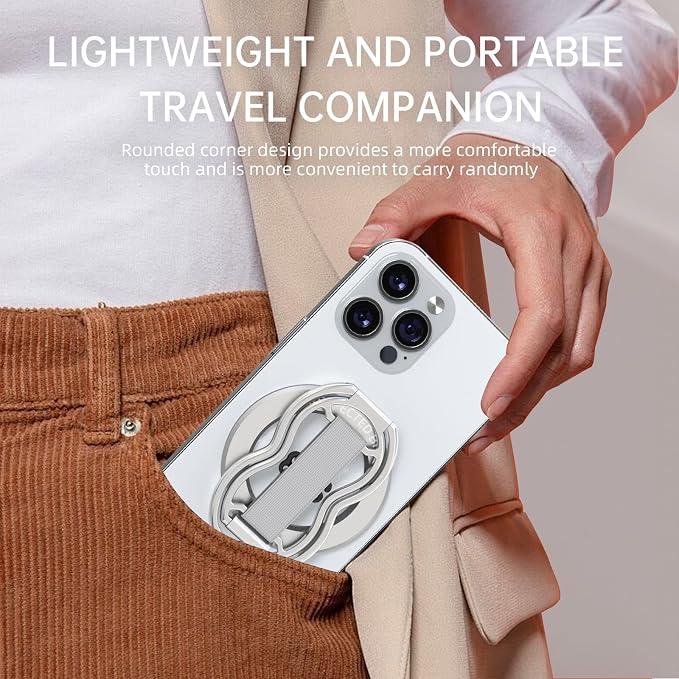 RESPECTED-BRO-Magnetic-Phone-Grip-Stand-with-Finger-Strap, 4-in-1 Magnetic Ring