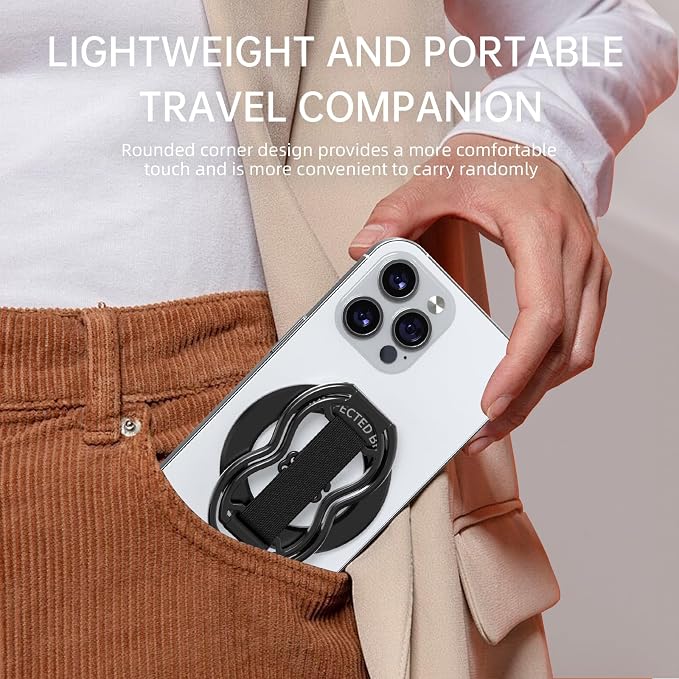 RESPECTED-BRO-Magnetic-Phone-Grip-Stand-with-Finger-Strap, 4-in-1 Magnetic Ring
