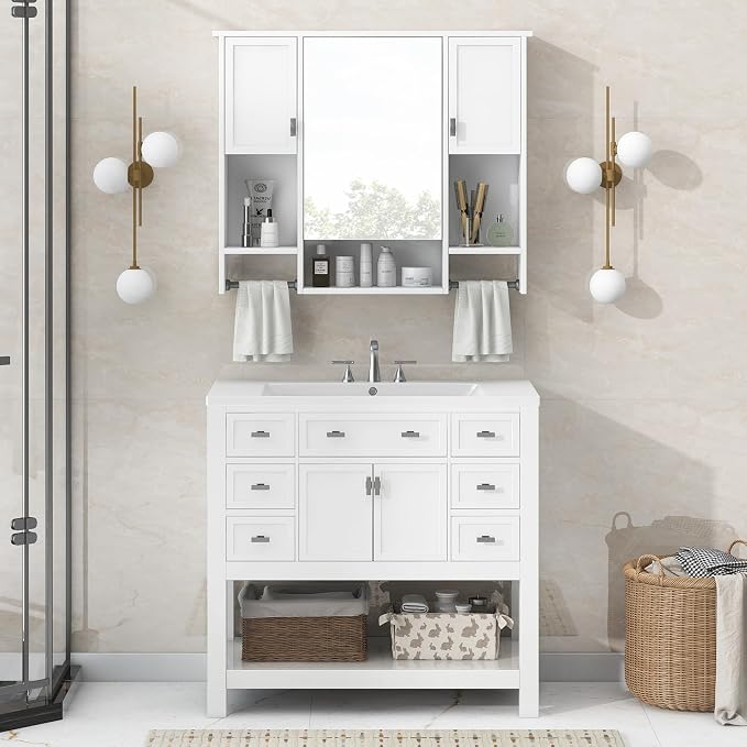 Bathroom Medicine Cabinet, Wall Mounted Bathroom Storage Cabinet