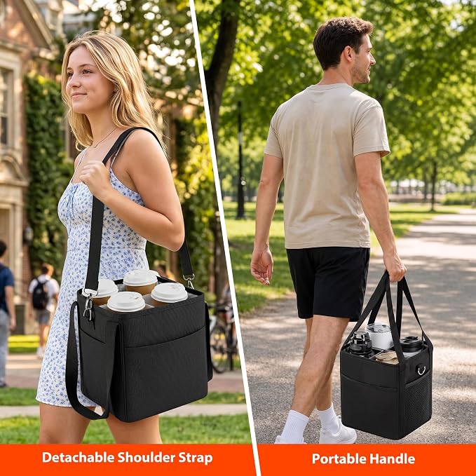 4 Cup Drink Carrier Bag, Insulated Cup Caddy