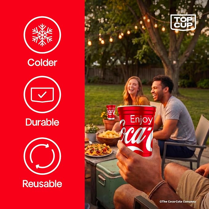 Top Cup – 20 Ounce, Officially Licensed Coca-Cola Aluminum Party Cup |