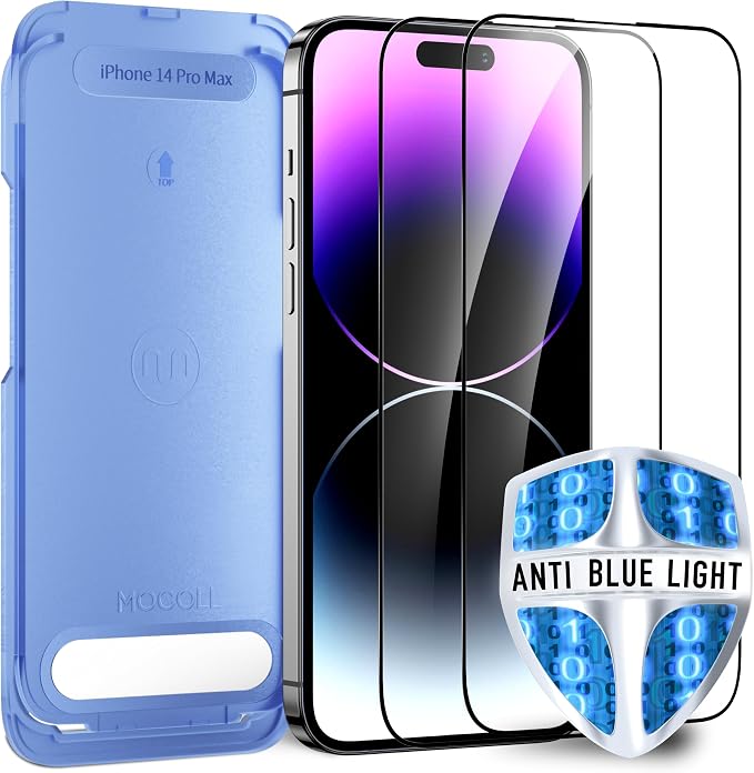 for iPhone 14 Pro Max Screen Protector Blue Light Full Coverage Dynamic Island
