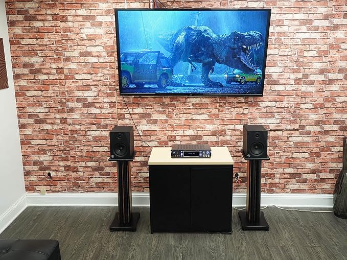 Rockville SS28D Premium 28" Dark Wood Speaker Stands, Solid MDF, Dual Top Plates