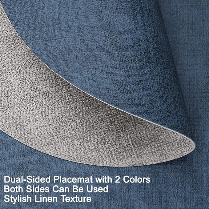 Faux Leather Placemats Set of 4, Dual Sided