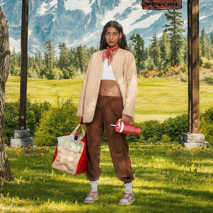 POWCAN 40 oz Tumbler with Handle, 2-in-1 Straw and Sip Lid, Dishwasher Safe