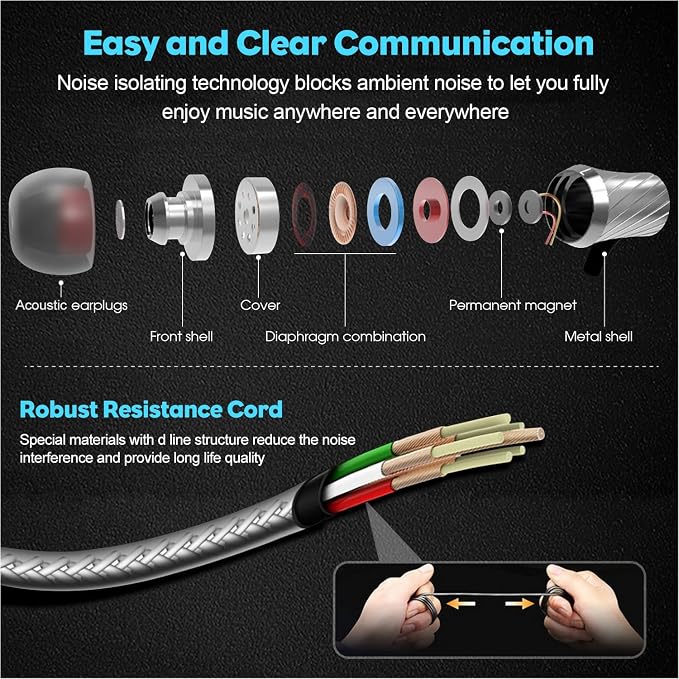 Super Bass Wired Earbuds with Microphone – Noise Cancelling, Deep Bass Ear Buds