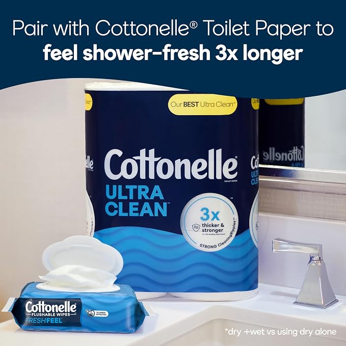 Fresh Feel Flushable Wet Wipes, Adult Wet Wipes