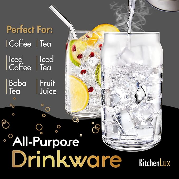 16 oz Can Shaped Glass Cups, Aesthetic Soda Can Cup Clear Glass Tumbler Beer