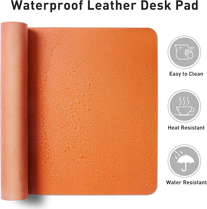Aothia Leather Desk Pad Protector, Office Desk Mat, Large Mouse Pad, Non-Slip