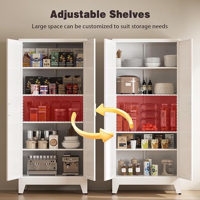 71” Tall Pantry Storage Cabinet, Kitchen Cabinets, Metal Cupboard