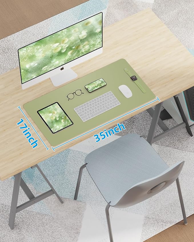 AFIING Leather Desk Pad Protector, Mouse Pad, Office Desk Mat, Non-Slip PU