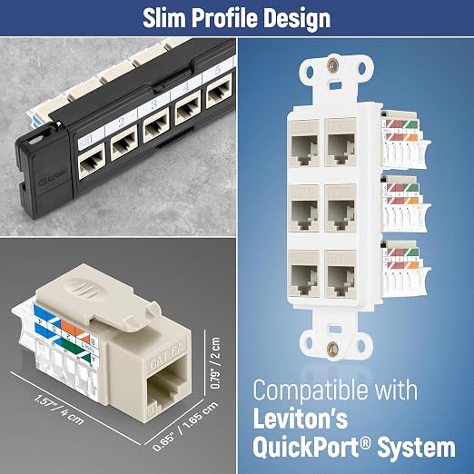 Everest Media Solutions 45° Angled CAT6A Keystone Jack in Ivory